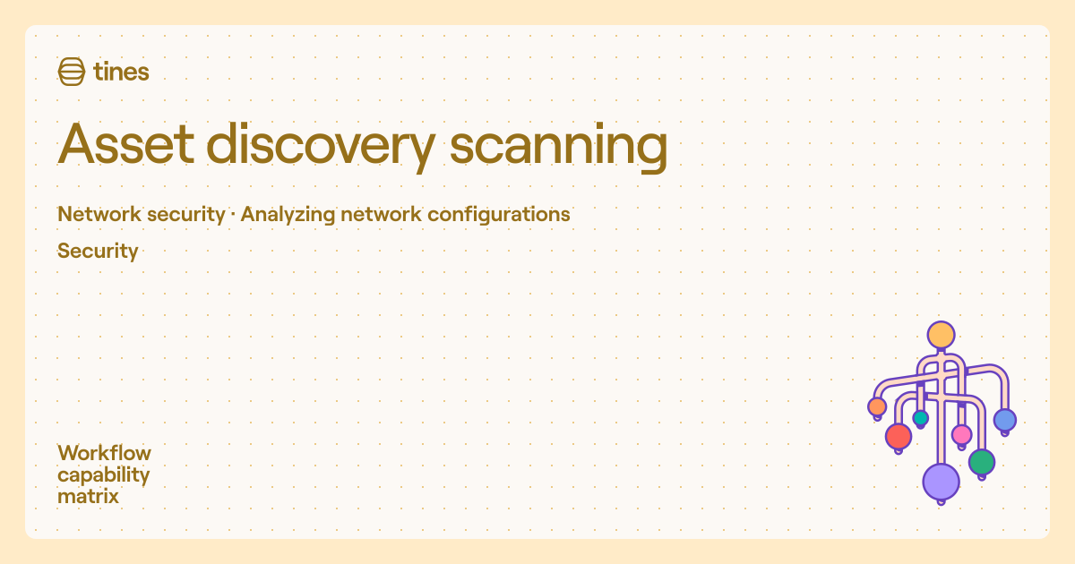 Asset discovery scanning | Workflow capability matrix | Tines