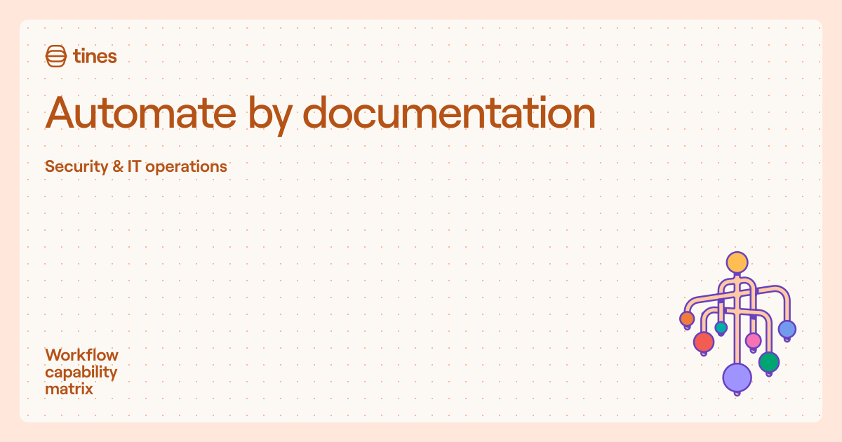 Automate by documentation | Workflow capability matrix | Tines