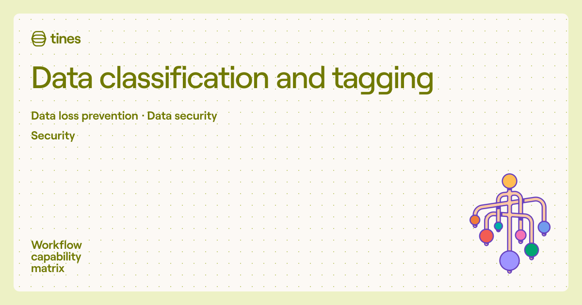 Data classification and tagging | Workflow capability matrix | Tines