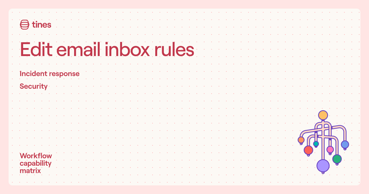 Edit email inbox rules | Workflow capability matrix | Tines