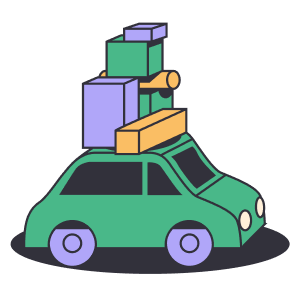 An illustration of some colorful blocks stacked on top of a car