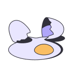 An illustration of a smashed egg