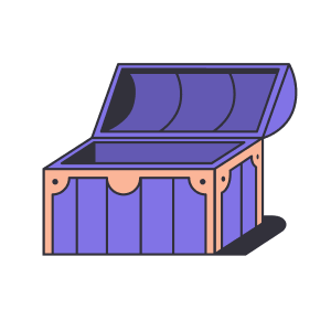 An illustration of an empty treasure chest