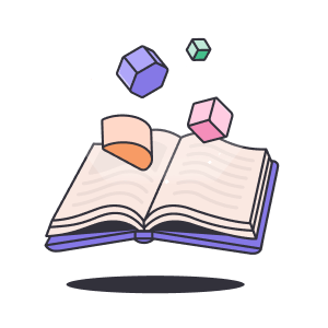 An illustration of colorful blocks floating on an opened book