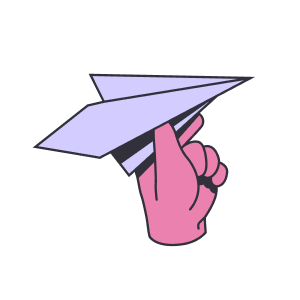 An illustration of a hand holding a paper plane