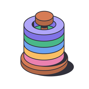 An illustration of a stack of wooden rings