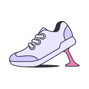 Sn illustration of a sneaker shoe stepping on chewing gum