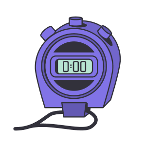 An illustration of a purple stopwatch
