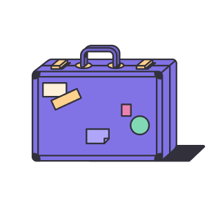 An illustration of a purple suitcase
