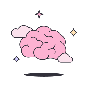 An illustration of a brain chilling in the sky
