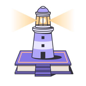 An illustration of a lighthouse sitting on top of a book