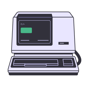 An illustration of a vintage computer